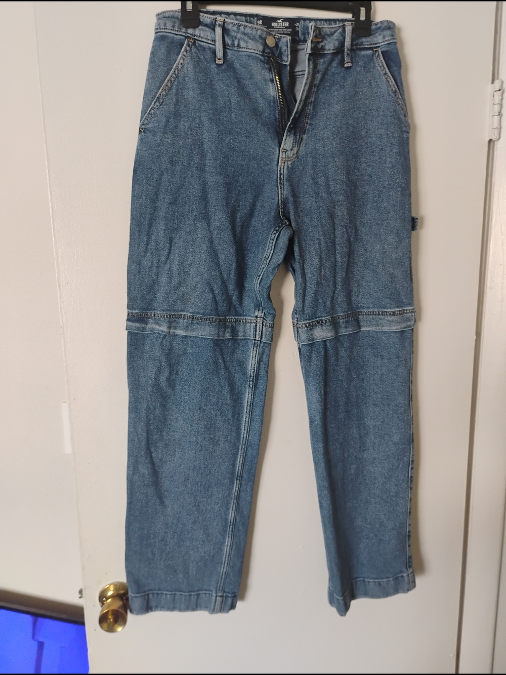 Hollister Men's Blue Denim Carpenter Jeans Ultra Highrise Dad Jean